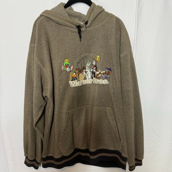 Warner Bros Looney Tunes Hoodie Embroidered Oversized Vintage 90s - Picture 2 of 8